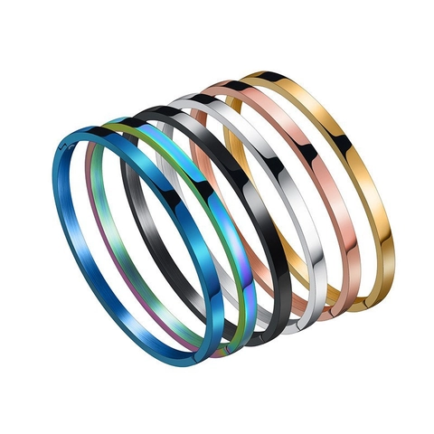 Minimalist Titanium Stainless Steel Bangle Bracelet For Women Men Polished Brushed Fashion Jewelry Unisex Cuff Bangle