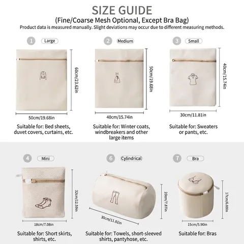 Laundry Mesh Bag Thickened Sandwich Double Layer Bra Wash Bag Machine Washable Anti-Deformation Embroidery Icon Set