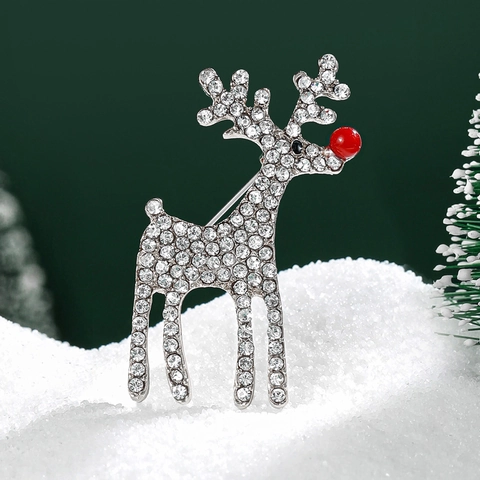 Elegante Kerst Rendier Brosche met Strass Ingelegde Goud Zilver Hert Broches voor Dames Vakantie Feest Decoratie Accessoires