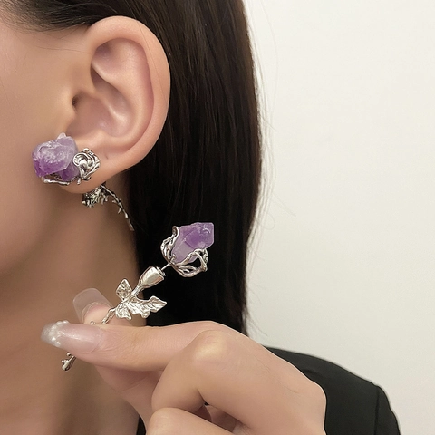 Frische Legierung Blume Künstliche Perle Ohrstecker Mit Edelstahl-Ohrringpfosten Pastorale Tulpe Rose Ohrringe Für Damen