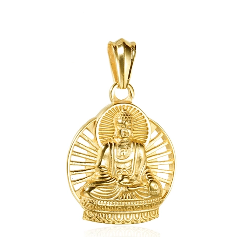 Collar Con Colgante De Buda De Acero Inoxidable Hip Hop Religioso Figura Sentada Halo Símbolo Joyería Para Hombres Y Mujeres Moda