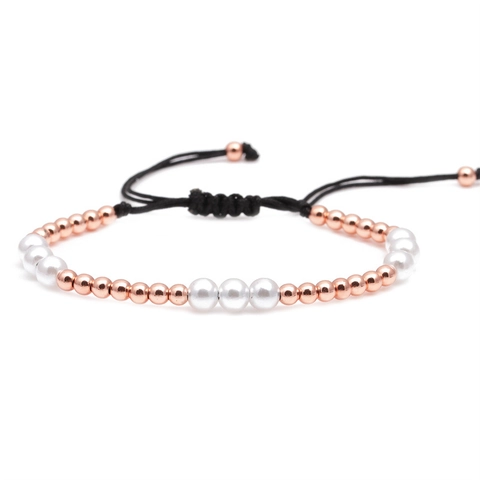Bracciale Intrecciato Regolabile Con Perline Di Rame E Imitazione Di Künstliche Perle Gioielli Di Moda Unisex Minimalisti