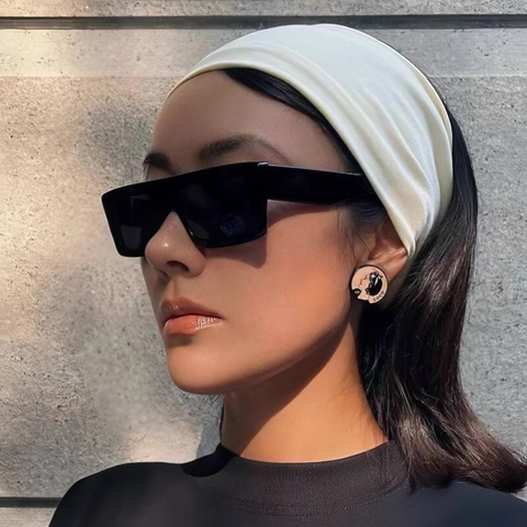 Fashion Rectangle Sunglasses Retro Thick Frame UV Protection Eyewear For Outdoor Street Style Men Women Casual Square
