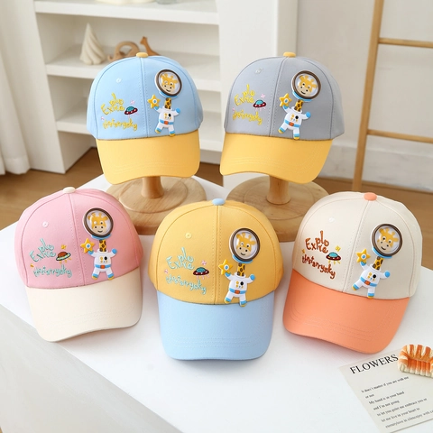 Cappellino Da Baseball Per Bambini Misto Cotone Giraffa Astronauta 3D Ricamo Colore A Contrasto Cappello Da Sole