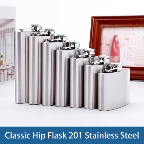 Portable Hip Flask Stainless Steel With Plastic Cap Leak Proof Classic Curved Design Pocket Liquor Bottle For Gift Outdoor