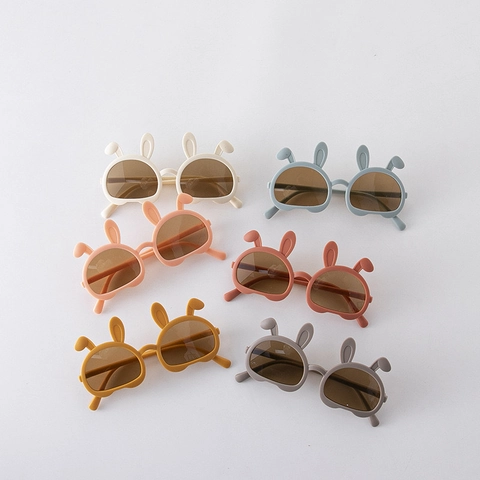Kids Cartoon Rabbit Ear Sunglasses Matte PC Frame UV Protection Summer Outdoor Travel Eyewear For Boys Girls