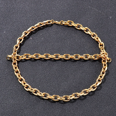 Stainless Steel Thick Chain Necklace Bracelet Jewelry For Men Hip Hop Rock Punk Gold Plated High Polished Metal Glossy