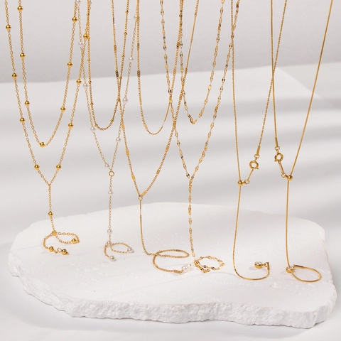 Stainless Steel Double Layer Y Necklace PVD Gold Plated Waterproof Hypoallergenic Minimalist Elegant Jewelry Women