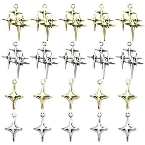 Ciondoli Stella A Quattro Punte In Lega Di Zinco Pendenti Stella Polare Per Gioielli Fai Da Te Collane Braccialetti
