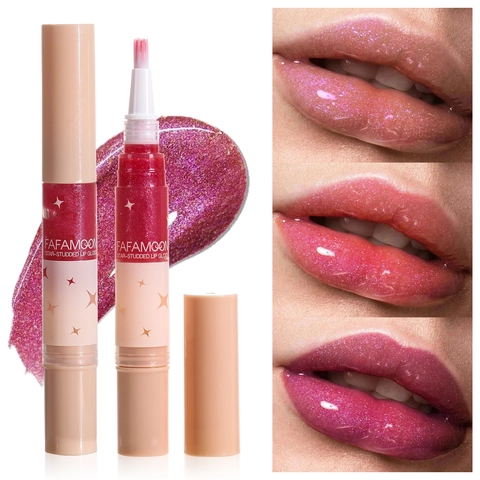 Brillo De Labios Giratorio Perla Artificialdo Hidratante Rellenador Textura Brillante Maquillaje Para Mujeres