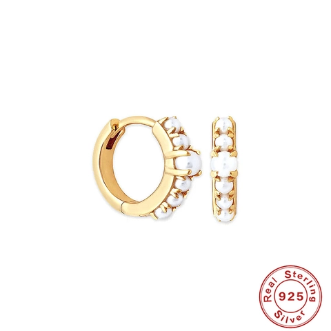 S925 Sterling Zilver Kunstparel Ring Oorbellen Voor Vrouwen Minimalistisch Geometrisch Verguld Oor Gesp Elegant Sieraden Cadeau