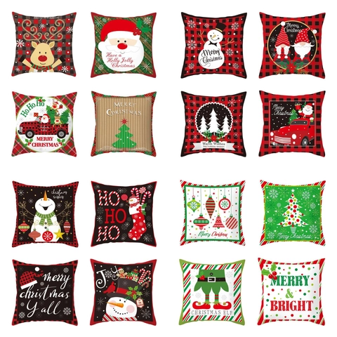 Kerst Kussensloop Kort Fluweel Kussenhoes Enkelzijdige Digitale Print Feestelijke Huis Sofa Balkon Decoratie Sneeuwpop