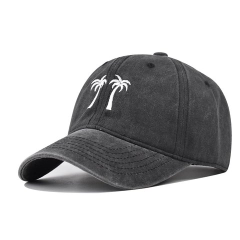 Cappello Da Baseball In Cotone Lavato Vintage Ricamo Palma Distressed Protezione Solare Outdoor Regolabile Uomo Donna