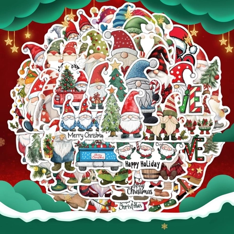 Adesivi Gnomi Di Natale Impermeabili PVC Opaco Cartone Animato Decorazione Natalizia Decalcomanie Per Laptop Valigia Telefono Tazza