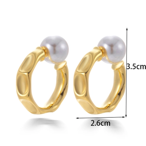 Minimalist Stainless Steel Geometric Earrings For Women Elegant Imitation Artificial Pearl Drop Stud Jewelry Gold Silver Tone