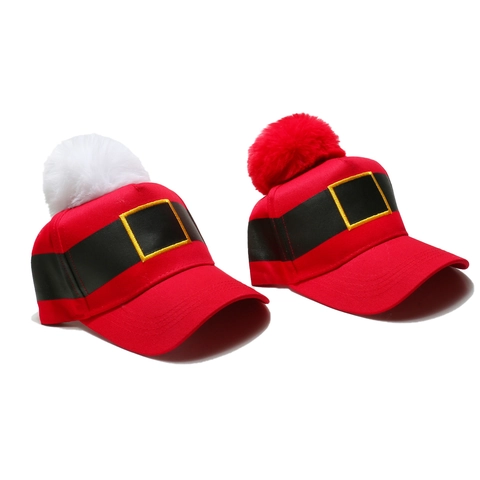 Cappello Da Baseball Di Natale Design Cintura Babbo Natale Cotone Berretto Con Pompon In Pelliccia Sintetica