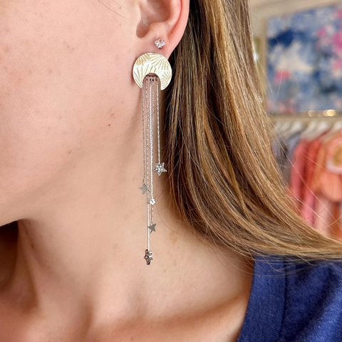 Himmelsmond Und Stern Quaste Hängeohrringe Für Frauen Edelstahl Lange Schlangenknochenkette Ohrringe Modeschmuck
