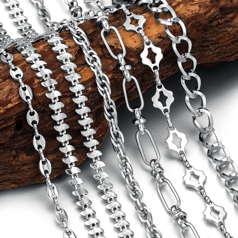 Edelstahl DIY Schmuckherstellung Ketten Meterware Für Halsketten Armbänder Herz Figaro Panzerkette Mehrere Stile
