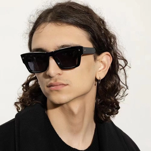 Men Vintage Square Metal Rivet Sunglasses UV400 Protection PC Frame Retro Fashion Eyewear For Women Outdoor Driving Travel