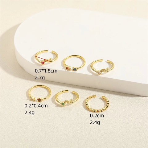 Adjustable Open Ring Copper Zircon Geometric Waterdrop Marquise 14K Gold Plated Fashion Elegant For Women