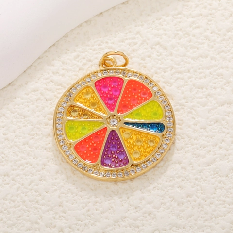 Pendants De Fruits Cuivre Doré Émail Coloré Fraise Ananas Mangue DIY Fabrication De Bijoux Accessoires D'artisanat