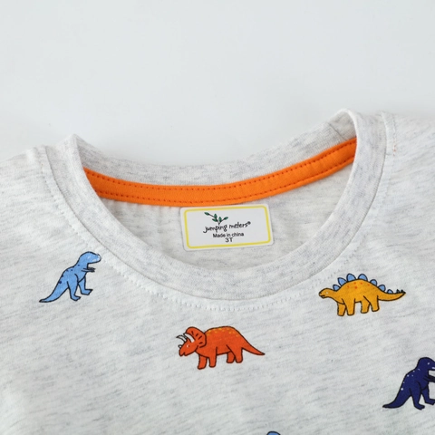 T-Shirt Da Bambino A Maniche Corte In Cotone Traspirante Con Stampa Di Dinosauri Top Estivo Casual
