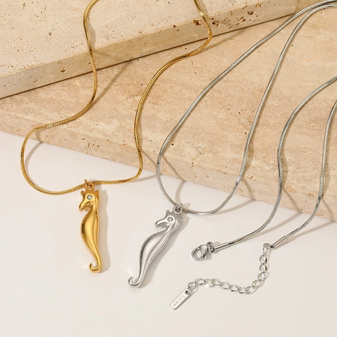 Collana Con Ciondolo A Cavalluccio Marino In Acciaio Inossidabile Occhio Di Zircone Gioielli Stile Oceano Per Uomo E Donna