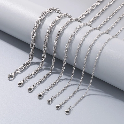 Collar Y Pulsera De Cadena De Cuerda De Acero De Titanio Tejida A Mano Joyas De Hip Hop Estilo Punk Neutro Oro Plata Negro
