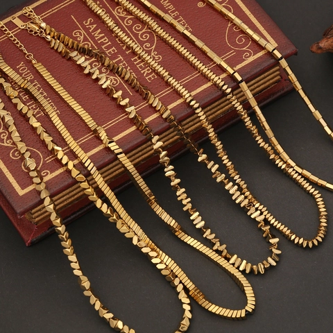 Collana In Rame Geometrica Irregolare Oro Minimalista Perline Sfaccettate Quadrate Catena Di Clavicola Donne Regolabile