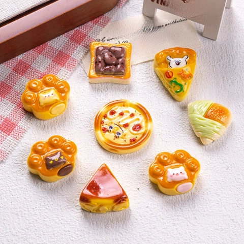 Cabochon In Resina Cibo Miniatura Accessori Fermagli Capelli DIY Cibi Casa Delle Bambole Forme Pane Pizza Torta Artigianato
