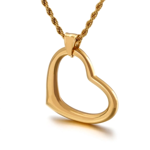 Minimalistischer Hohler Herzanhänger Edelstahl Poliertes Offenes Herz Halskette Charm Für Damen Herren Unisex Schmuck
