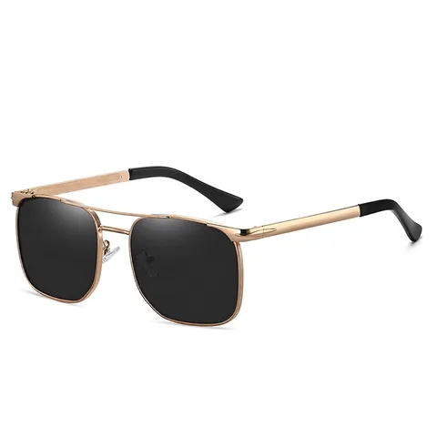 Square Sunglasses Metal Frame Double Bridge UV Protection Outdoor Driving Vintage Fashion Trend For Men