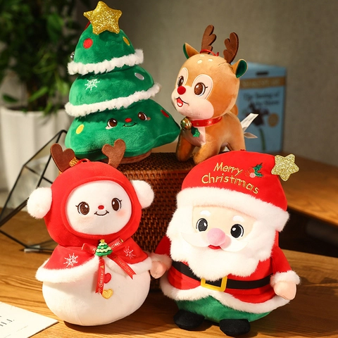 Kerst Knuffel Kerstman Sneeuwpop Rendier Appel Opbergkussen Zacht PP Katoen Gevuld Feestelijk Vakantie Huis Decoratie