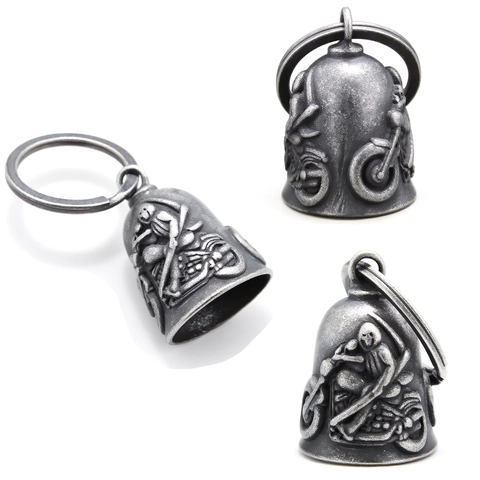 Stainless Steel Reaper Motorcycle Guardian Bell Pendant Necklace Retro Punk Biker Jewelry Gift For Men