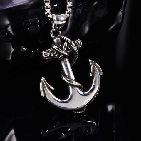 Collana Con Ciondolo A Ancora In Acciaio Inossidabile Corda Nautica Avvolta Gioielli Vintage Sailor Rock Punk Per Uomo Donna