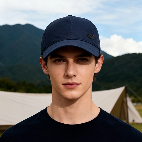 Herren Atmungsaktive Mesh Baseballkappe Laser Perforiert Schnelltrocknend Outdoor Sport Sonnenhut Verstellbar Polyester