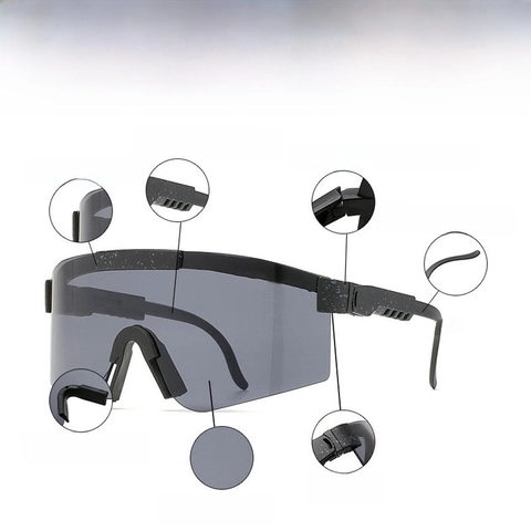 Sports Cycling Sunglasses Polarized UV400 Windproof Goggles Oversized Shield PC Frame Outdoor Riding Racing Eyewear