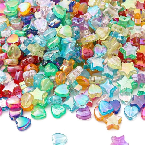 Perline Acriliche A Forma Di Stella E Cuore Finitura AB Colorata Trasparente Perline Distanziatrici Per Gioielli Fai Da Te