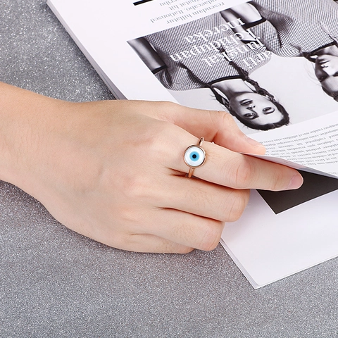 Stainless Steel Evil Eye Ring Nazar Türkischer Schutz Runder Charm Modeschmuck Geschenk Für Damen