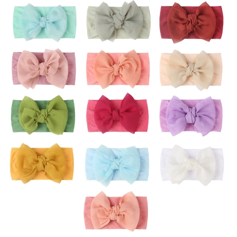 Baby Girl Nylon Headband Soft Elastic Turban With Large Bow For Infants Toddlers Cute Hair Accessories