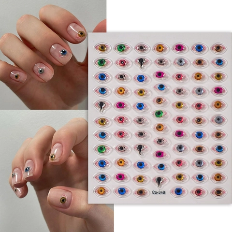 Nail Stickers 3D Embossed Evil Eye Angel Eye Waterproof DIY Manicure Nail Art Decoration Multi-color Realistic Plastic