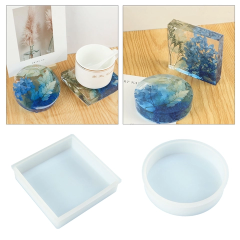 Coaster Silicone Mold Square Round DIY Resin Epoxy Casting Tool Handmade Craft Home Decor