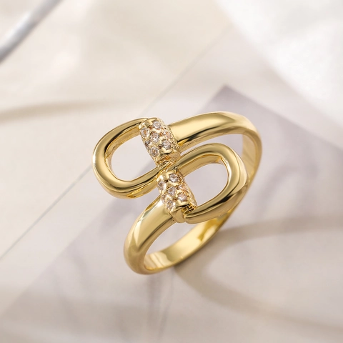Verstellbarer Zirkonia Ring Kupfer Vergoldet Geometrische Unregelmäßige Fingerringe Für Frauen Luxus Minimalistischer Schmuck