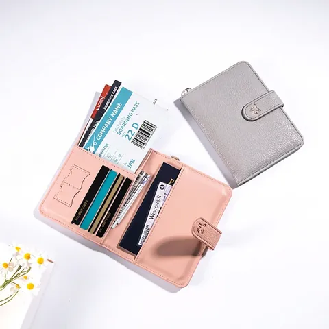 Porta Passaporto Blocco RFID Pelle PU Viaggio Organizzatore Carte Con Cordino Decorazione Aereo Portafoglio Portatile