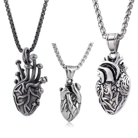 Collana Con Pendente Cuore Anatomico Acciaio Inossidabile Stile Gothic Punk Vintage Gioielli Per Uomo Donna