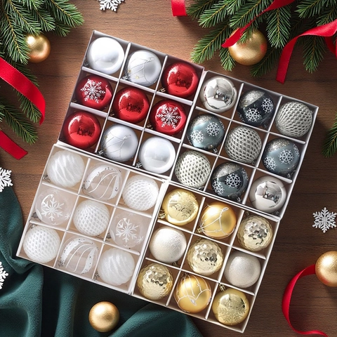 Christmas Tree Ball Ornaments Hanging Decorations Assorted Colors Textures Plastic Shatterproof Holiday Party Home Decor