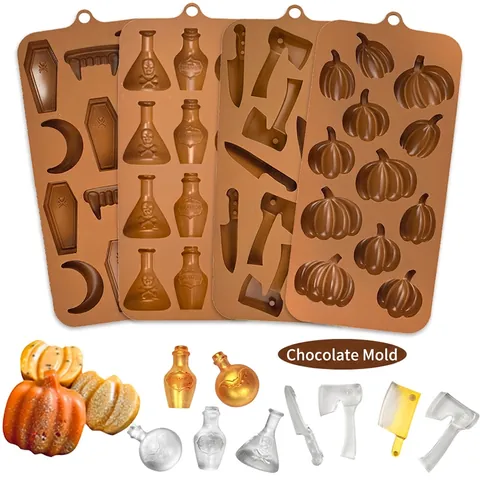 Halloween Silicone Mold Pumpkin Skull Bat Ghost Shapes For Chocolate Candy Fondant Soap Resin DIY Baking Tool