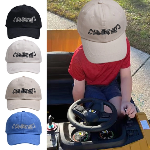 Cappello Da Baseball Bambini Cotone Ricamato Escavatore Cartone Animato Berretto Sole Regolabile Casual
