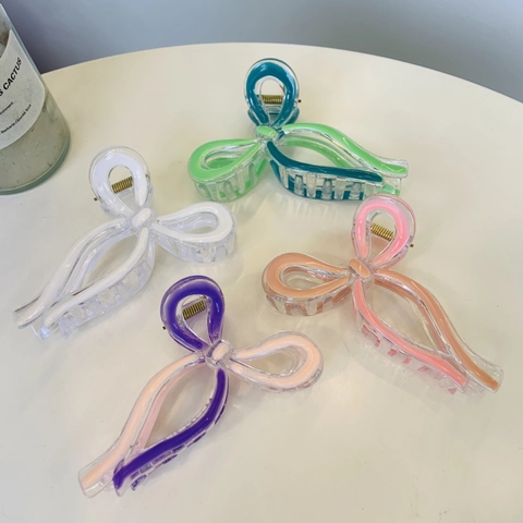 Molletta Per Capelli Grande Fiocco Acrilico Plastica Accessori Capelli Con Molla In Metallo Stile Coreano Per Donne