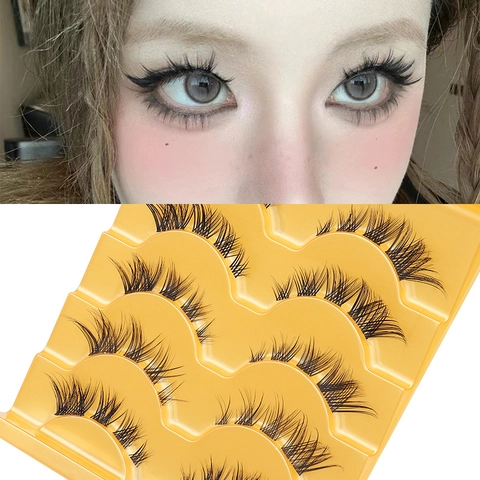 False Eyelashes Fox Eye Style Synthetic Fiber Segmented DIY Extension Natural Long Cross Wispy Black Makeup Tools